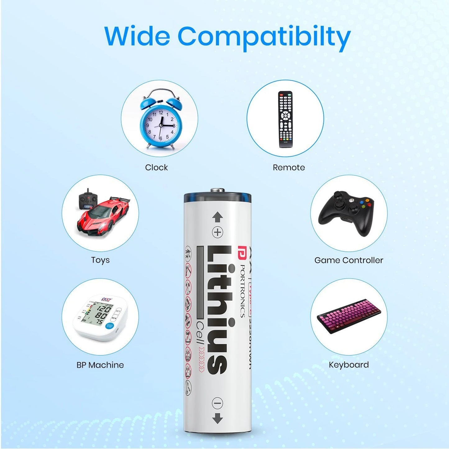 Portronics AA Lithius Type C Rechargeable Batteries , Pack of 2 , Upto 1480mAh Capacity Battery (Pack of 2)