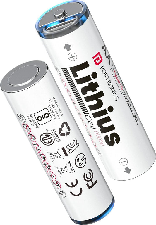 Portronics AA Lithius Type C Rechargeable Batteries , Pack of 2 , Upto 1480mAh Capacity  Battery (Pack of 2)